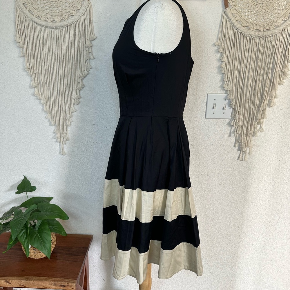 Kate Spade Black and Cream Fit and Flare Midi Dress size 10 - Picture 3 of 7